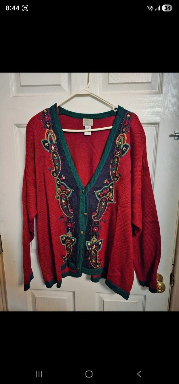 Vintage Koret Knit Cardigan Sweater Womens 2X grandmacore Wool Blend Grandmacore